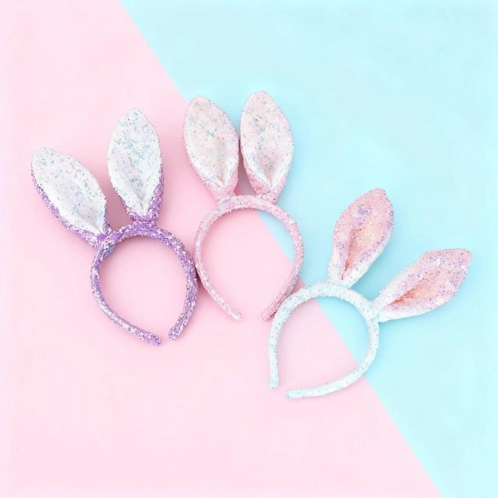 Glitter Bunny Ears Headband Cartoon Rabbit Ear Hairband Creative Easter Bunny Headband  Party