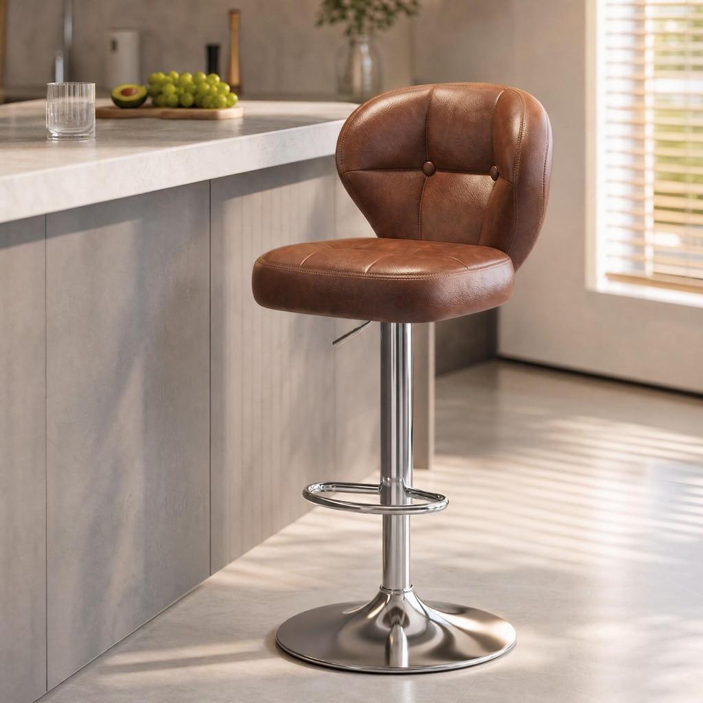 HeightAdjustable Bar Stool Ergonomic Upholstered with Backrest HighResilience Seating for