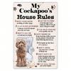 Retro Metal Sign Cockapoo Dog Rules Decor for Living Room Bedroom 20x30 Cm