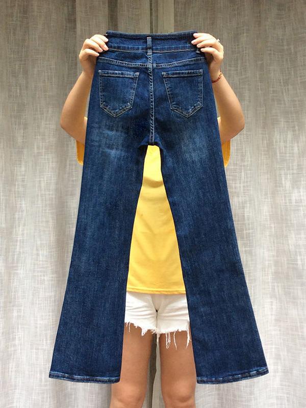 Damsvart utsvängda jeans med hög midja - Sommar 2024 Smal passform