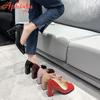 Fashion Aphixta 7.5cm Square Tou Patent Leather Shoes Women Pumps Thick Heels Sapato Feminino Work Party Shoes Super Big Plus Size 50