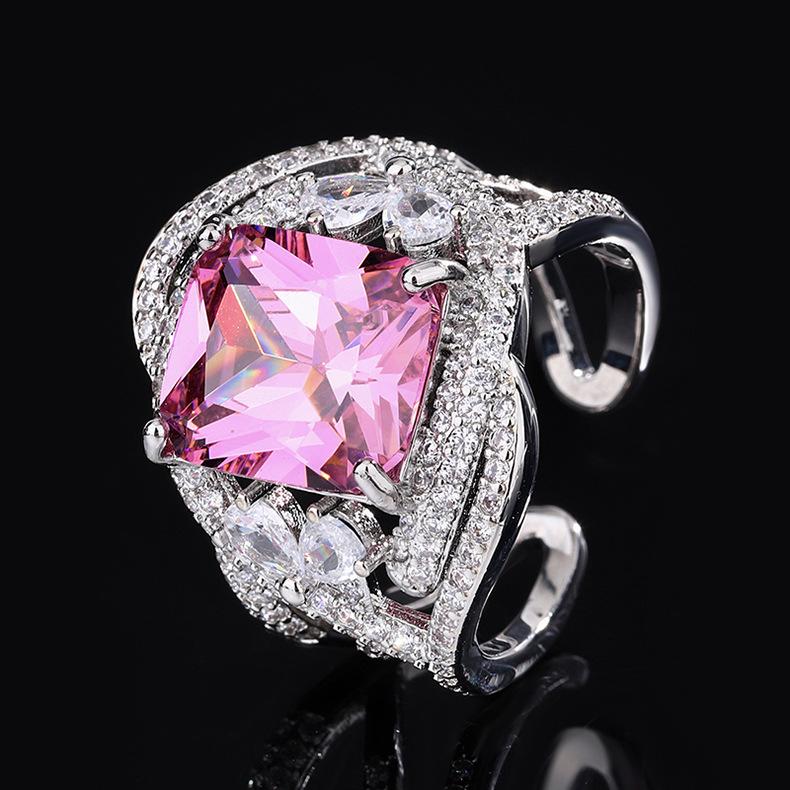 New jewelry ring color treasure European and American design inlaid emerald Paraiba model in stock