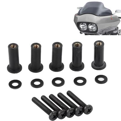 Kit de fixation pour pare-brise de moto 5 pièces Écrous à expansion Vis de pare-brise Capuchons de boulon Kit de garniture pour une installation stable et sécurisée