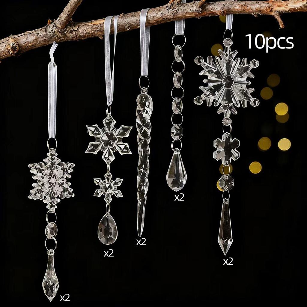Transparent Acrylic Octagonal Bead and Crystal Ball Christmas Ornaments