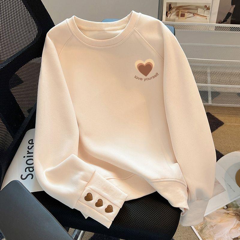 Felpa Donna 100% Cotone Primavera Autunno Nuovo Stile Aderente Top Trendy Versatile