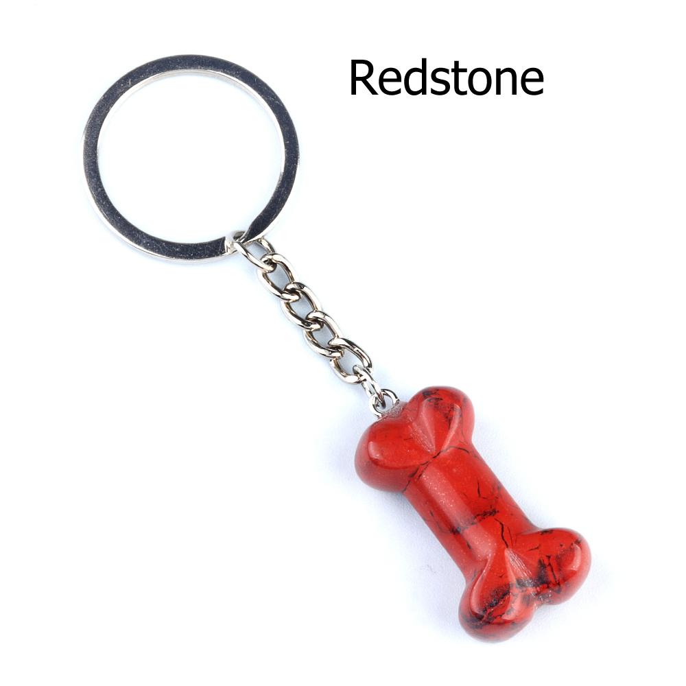 1Pc Reiki Healing Natural Stone Keychain Key Finder Bone Shape Crystal Gemstone Pendant Key Chain for Decor Phones, Bag, Halloween Gifts 20×34 Mm
