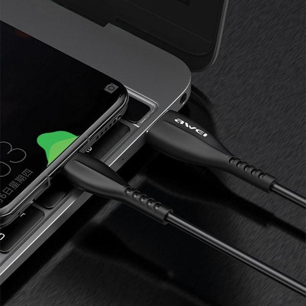 Kabel USB na USB-C AWEI 1m Szybkie ładowanie Czarny