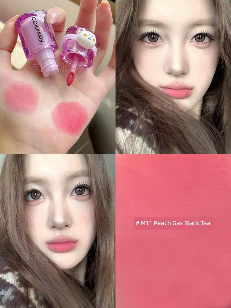 Koraqi Self-Deprecating Bear Lip Mud Lip Glaze Matte Finish M11 Peachy Black Tea M12 Coral Orange Red Genuine Product