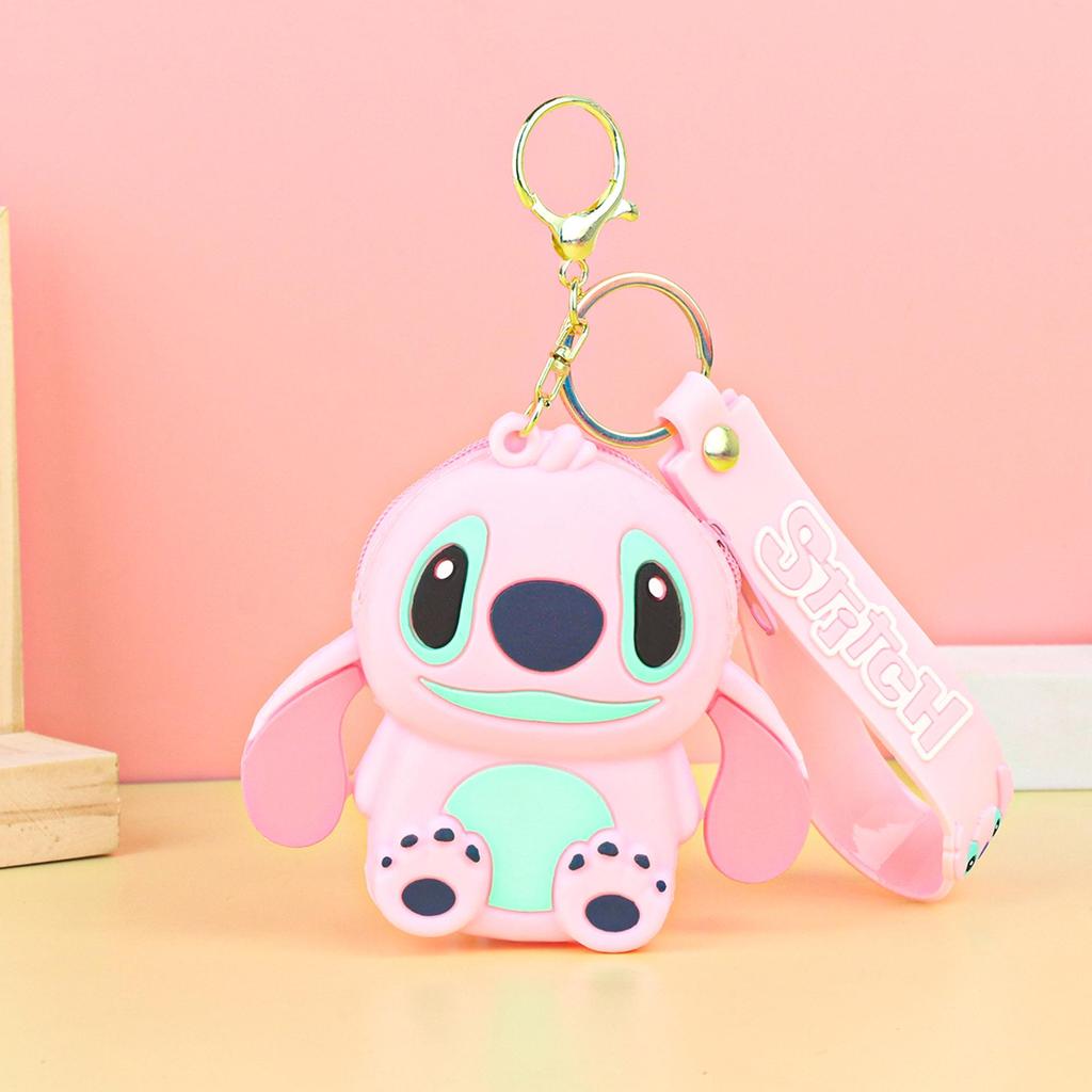 Creative Stitch Cartoon Silicone Keychain: Children's Earphone Storage Wallet & Pendant