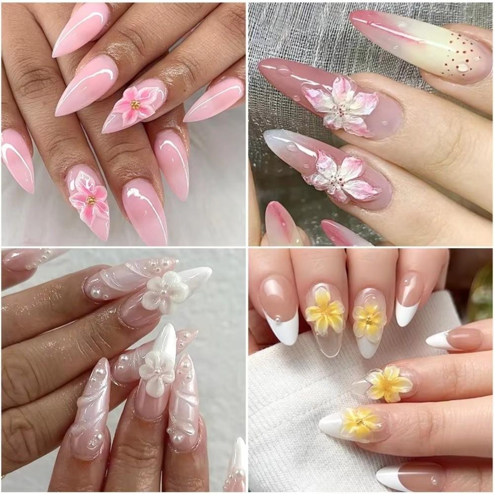 French Retro 3D Flower Nail Mold Hibiscus Petals Nail Art Print Stencils  for Nail Decoration