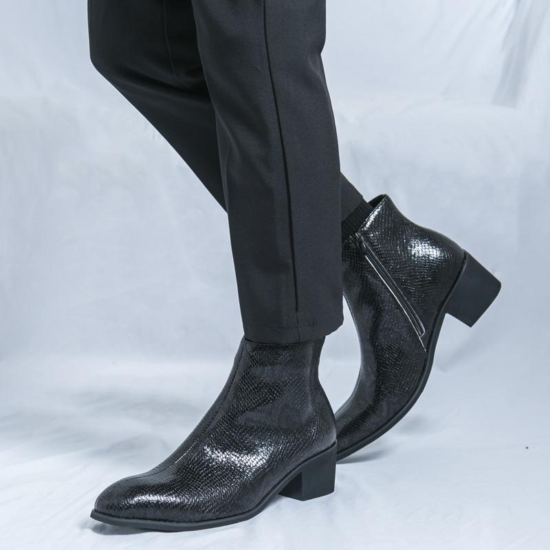 Foreign trade large size 46 autumn and winter new men's casual fashion Chelsea leather boots business retro side zipper short boots men