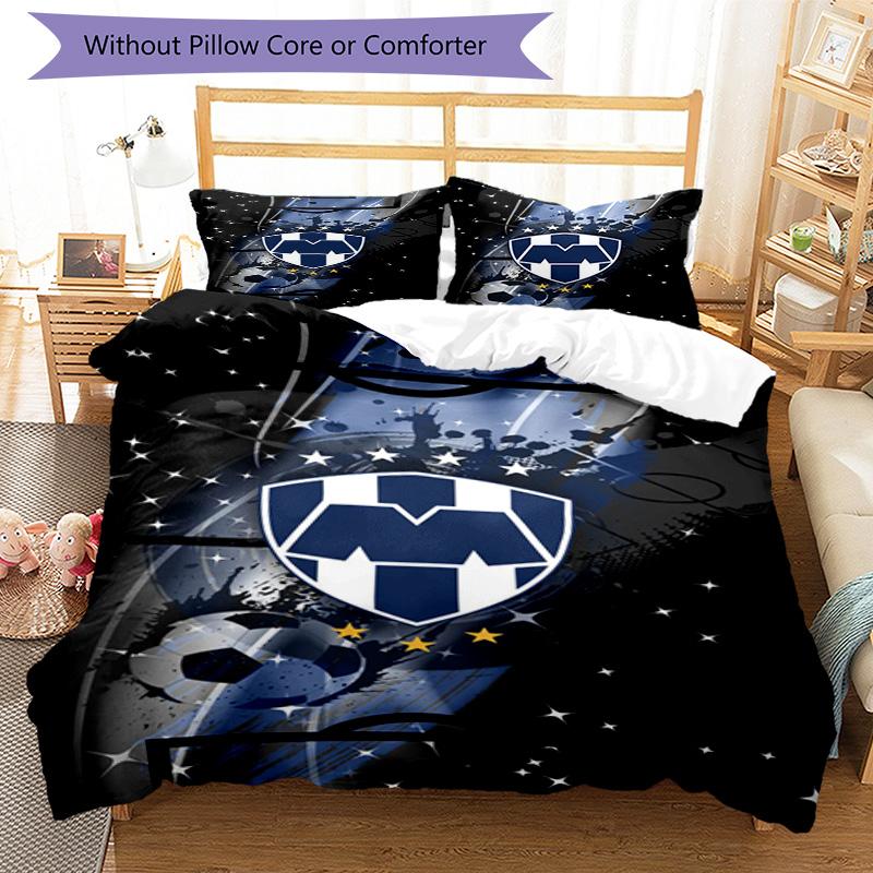 C.F.Monterrey Football Crest Art Printed Pattern Duvet Cover Set – includes 1 duvet cover and 2 matching pillowcases Bedroom decor Christmas gifts