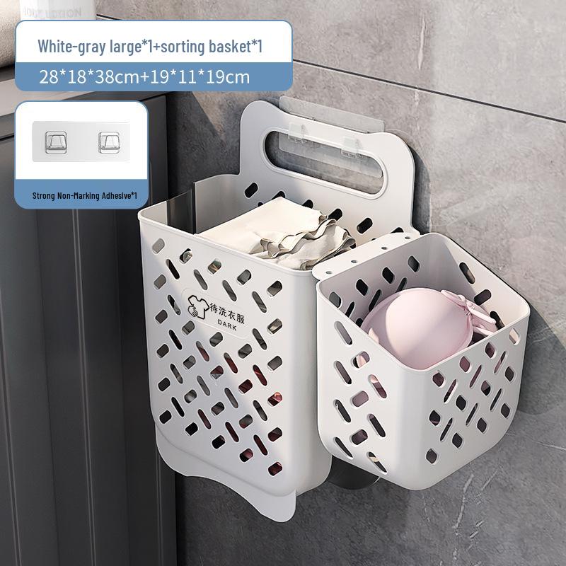 

Великий пластиковий настінний кошик для білизни, що складається, без свердління