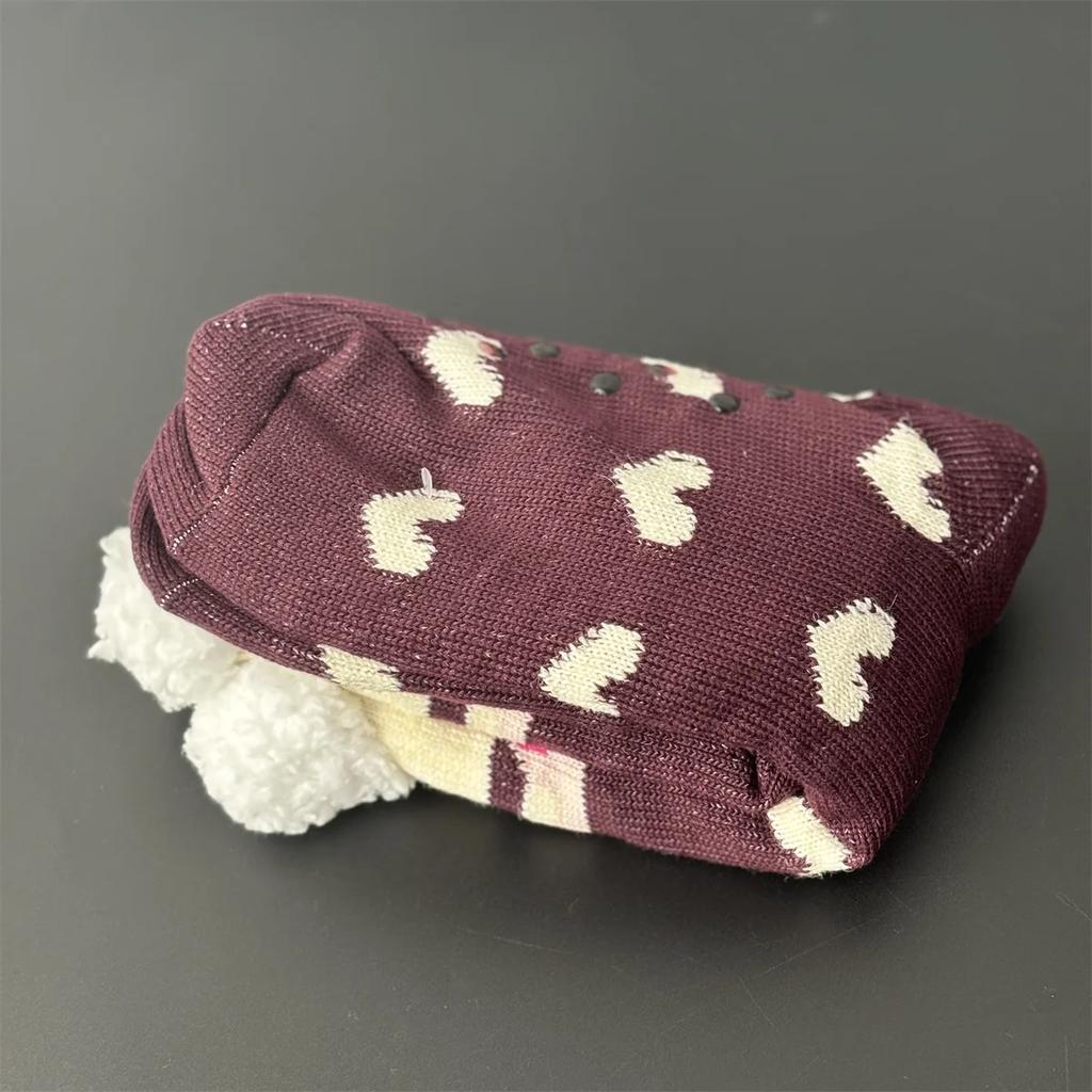 Fuzzy Sleeping Socks Women Winter Heart Funny Cute Kawaii Non Slip Cartoon Short Soft Comfy Female Floor Slippers Sock Designer