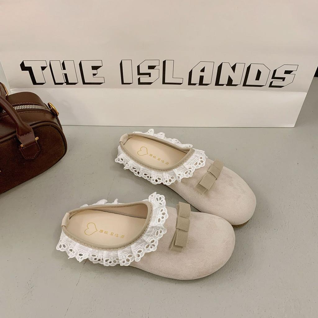 2025 new bow lace bag head half slippers women's summer wear with skirt lazy women's cool slippers