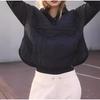 Women's Autumn/Winter Solid Color Hooded Cotton Jacket: Foldable, Long Sleeve, Pullover with Pocket.