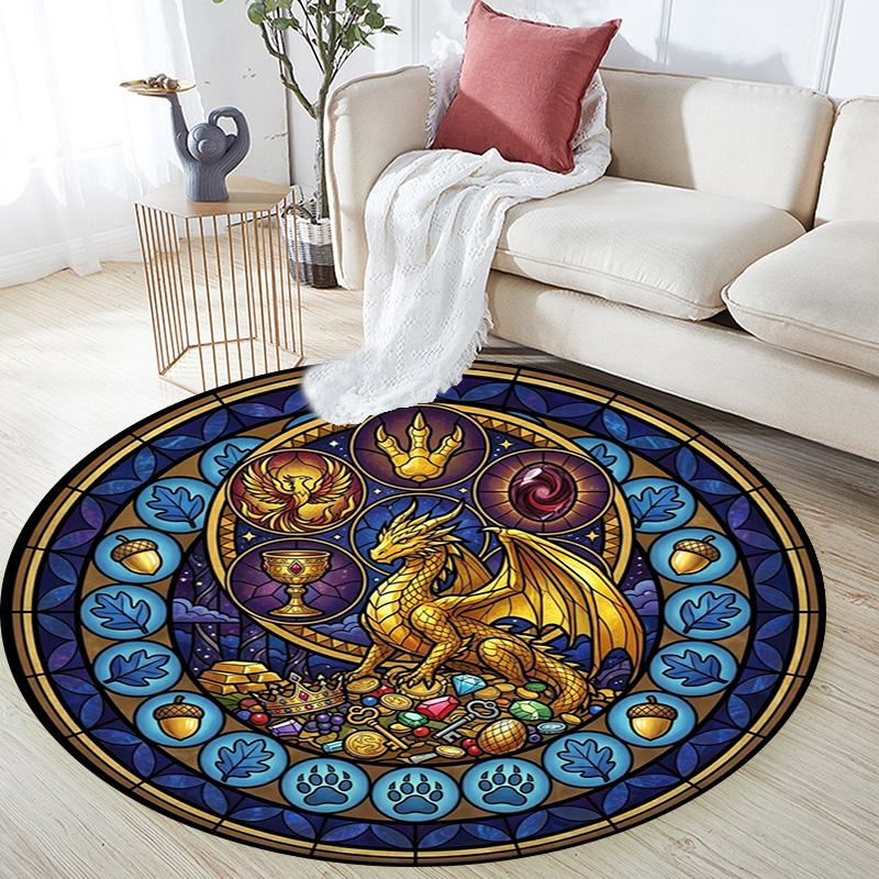 Flamingo Glass Scene Round Area Rug Under Office Chairs Bedroom Living Room Home Decor
