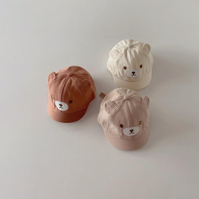 Cute Short Brim Baby Baseball Cap Cartoon Bear Ears Infant Toddler Sun Hat Outdoor Sunshade Baby Boy Girl Duck Tongue Caps