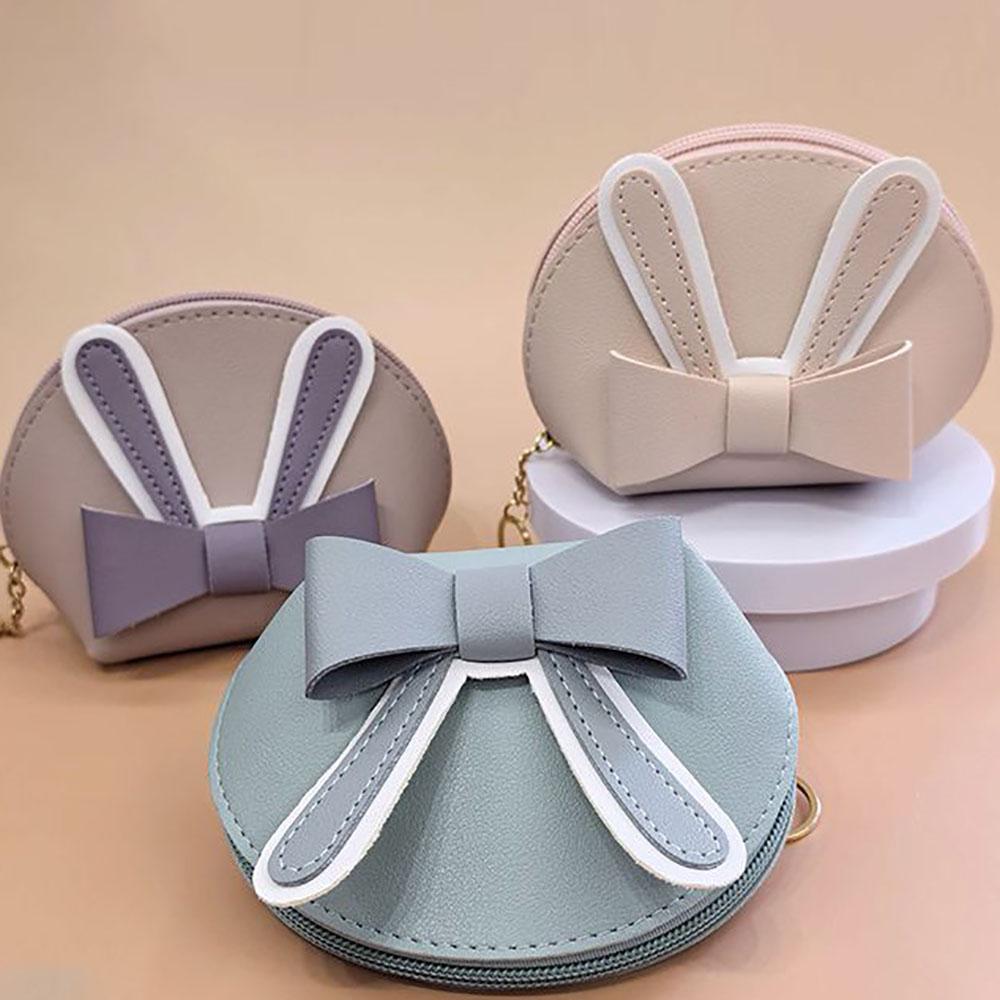Rabbit Ear Bag High Quality Cute Mini Wallet Girl'S Keychain Pouch Girly Pu Leather Bag For Storage Travel Keychain