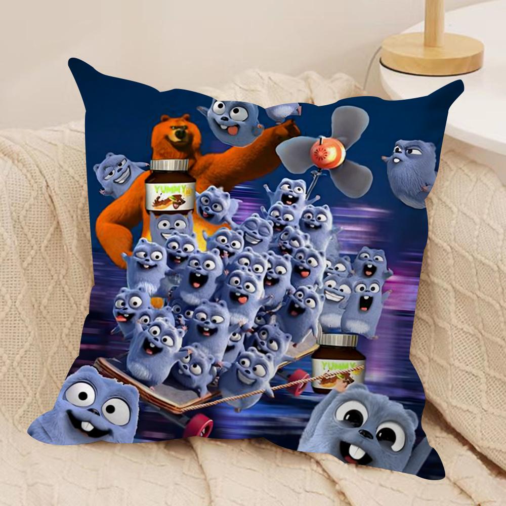 Federa Cuscino G-Grizzly e L-Lemming Peluche Corto Setoso Stampata su Entrambi i Lati Federa per Cuscino per Divano Tutte le Stagioni Decorazione Casa Regalo