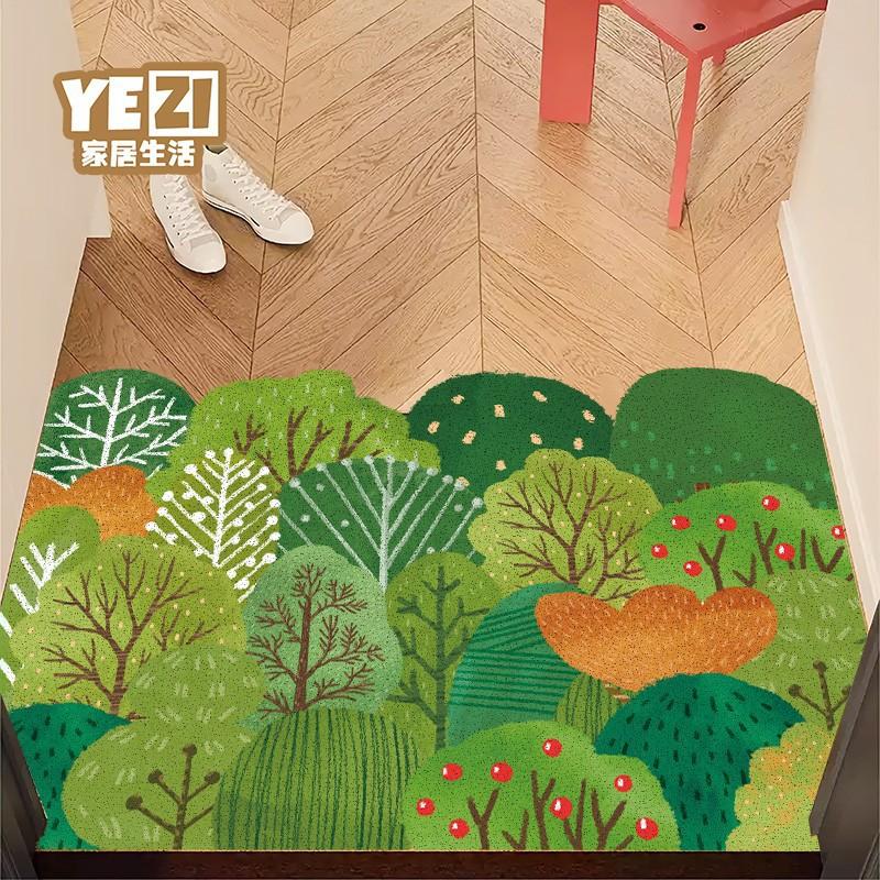 Entrance Door Mat Non-slip Dirt Scraper Cuttable Cartoon Forest Design Home Use