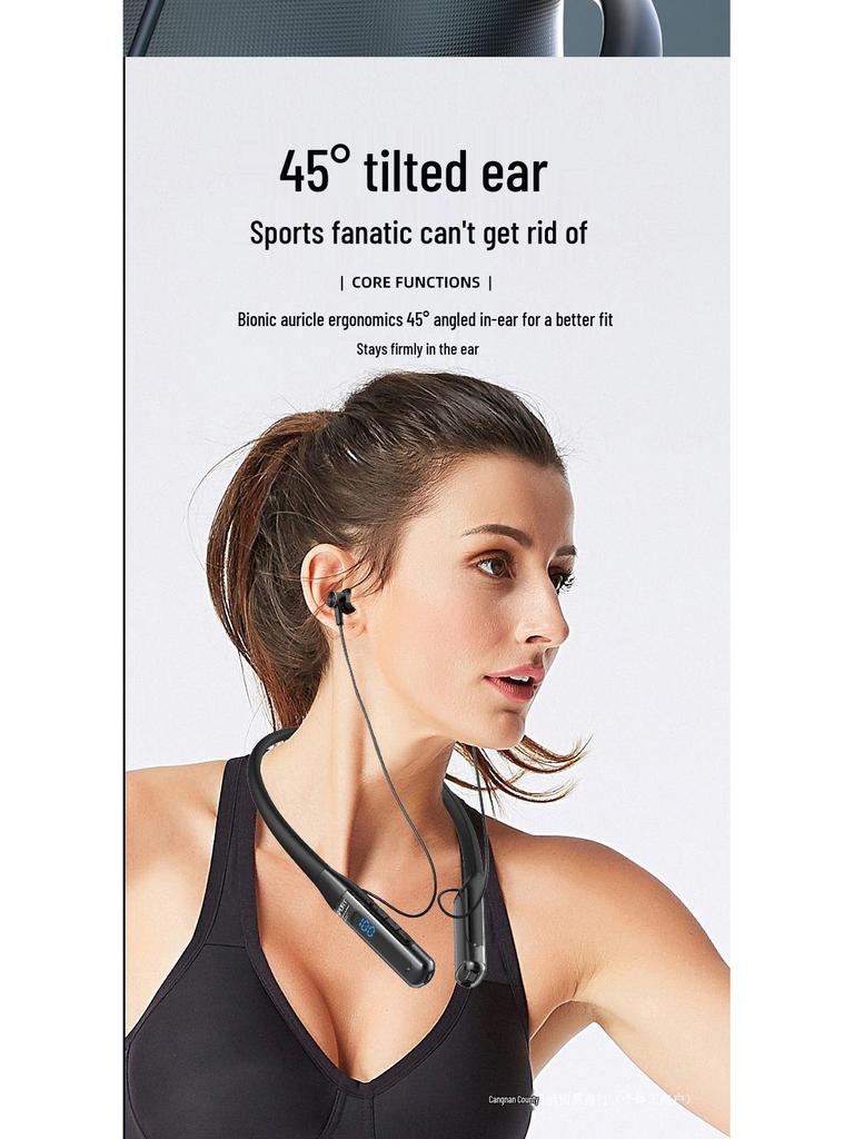 Bluetooth In-Ear Nackenbügel-Kopfhörer mit tiefem Bass, langer Akkulaufzeit, Geräuschunterdrückung und wasserdichtem Design für Studenten und Sport.