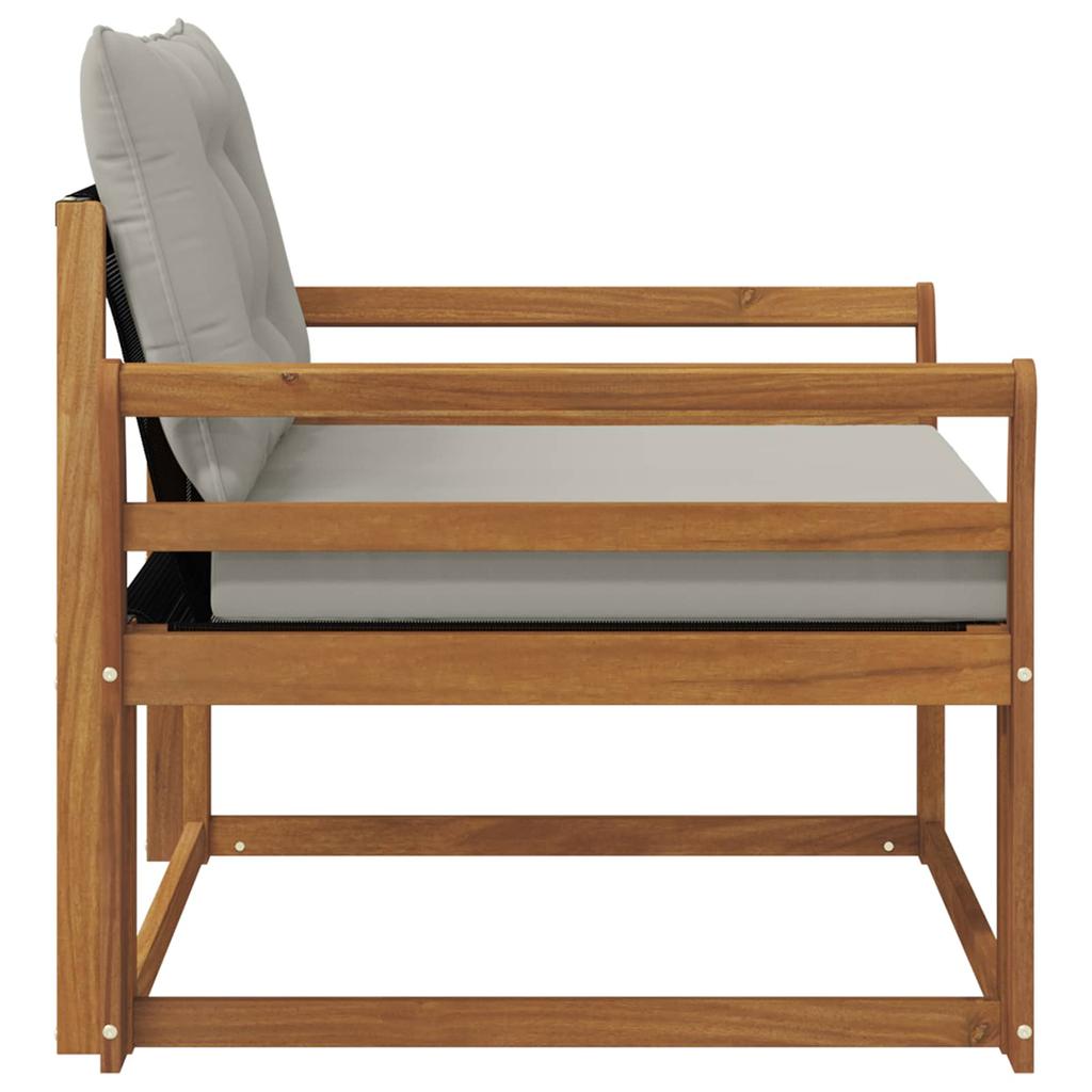 Outdoor Sofa Set Solid Acacia Wood and Textilene Natural