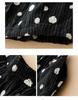 2026 Women's Quilted Polka Dot A-line Skirt - Black Cotton Linen, Thickened for Autumn/Winter