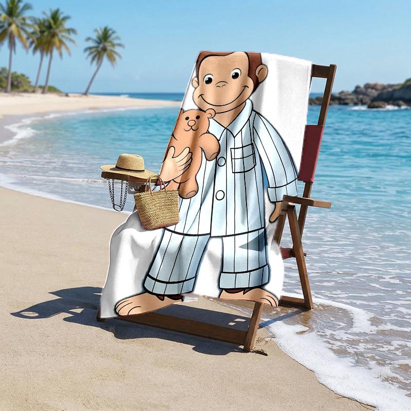 Curious George Fashion Beach Towel: Ideal for Summer Adventures Soft, Absorbent and Quick Drying Suitable for Swimming and Bathing