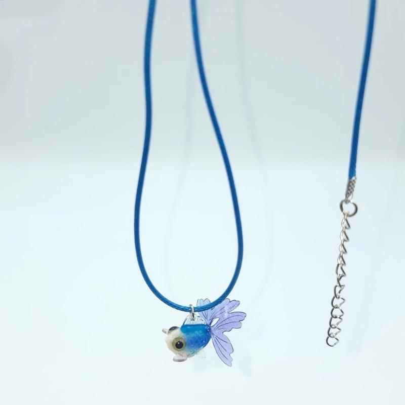 Y2K Resin Goldfish Pendant Necklace for Women Fashion Egirl Punk Clavicle Chain Fashion Jewelry Valentines Day Gifts