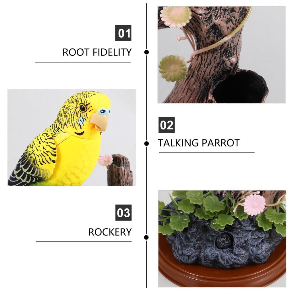 STOBOK Snakkende undulatleke Snakkende papegøye med opptaksfunksjon Elektronisk leketøysfugl Sensor Syngende Barn Bursdagsgave