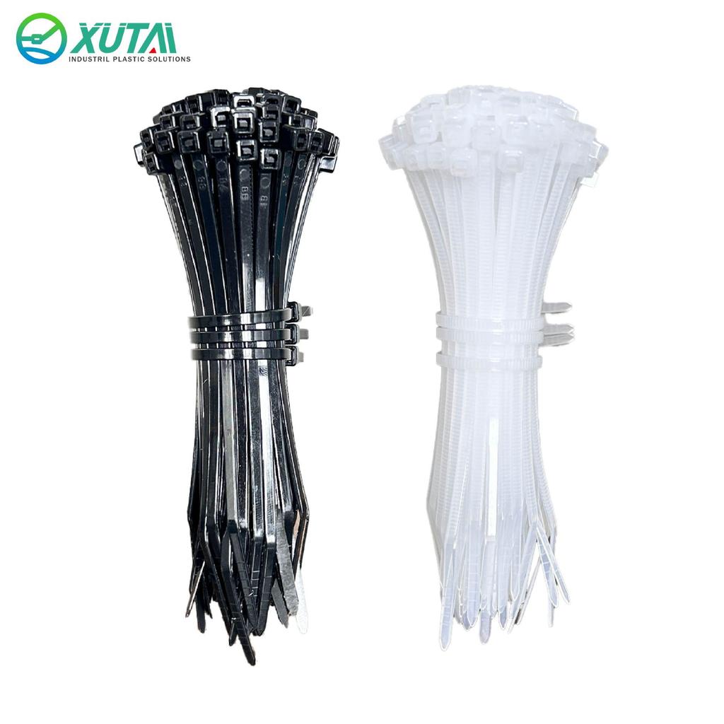 Heavy-Duty Self-Locking Nylon Cable Tie Tensioner - Black & White