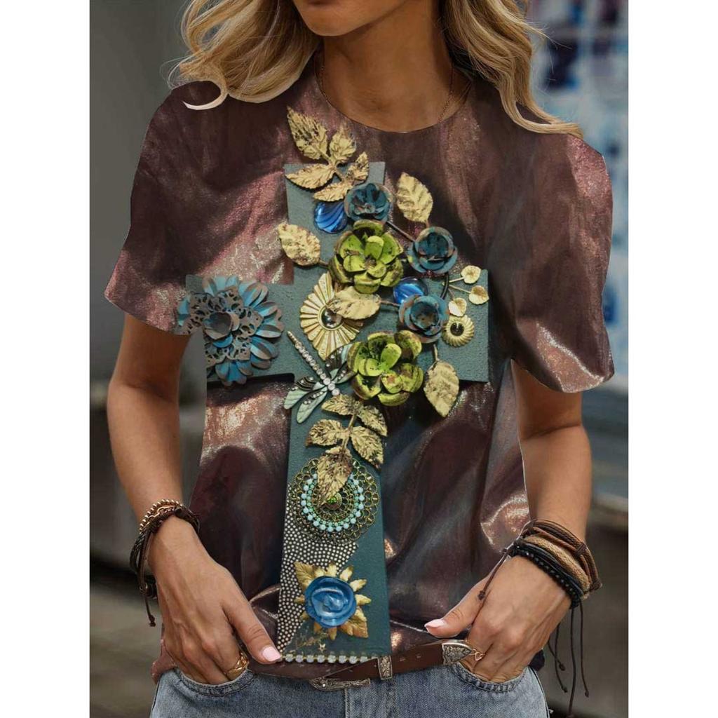 New T-shirts and cartoon printed oversized T-shirts loose summer tops 2025 fashion short-sleeved T-shirts