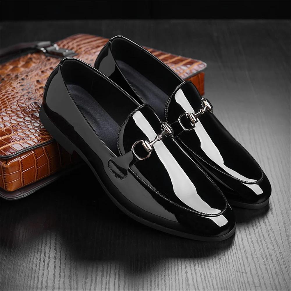 Loafers for Men Comfortable Durable Breathable Business Shoes Stylish Men's Leather Oxfords Solid Color Slip-On