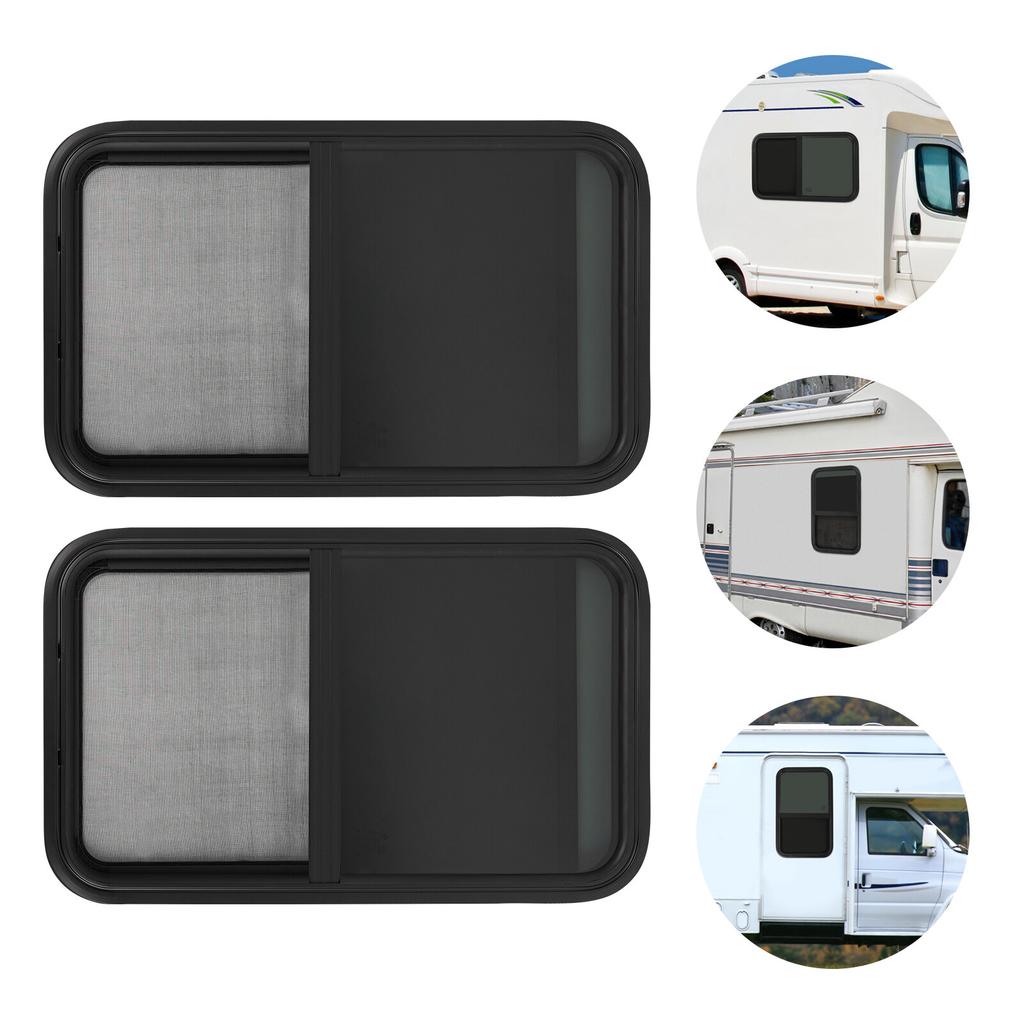 2 Pack 18x30 Inch Black RV Window Vertical Slide For Travel Trailer Camper Van With Tinted Glass And Screen Replacement
