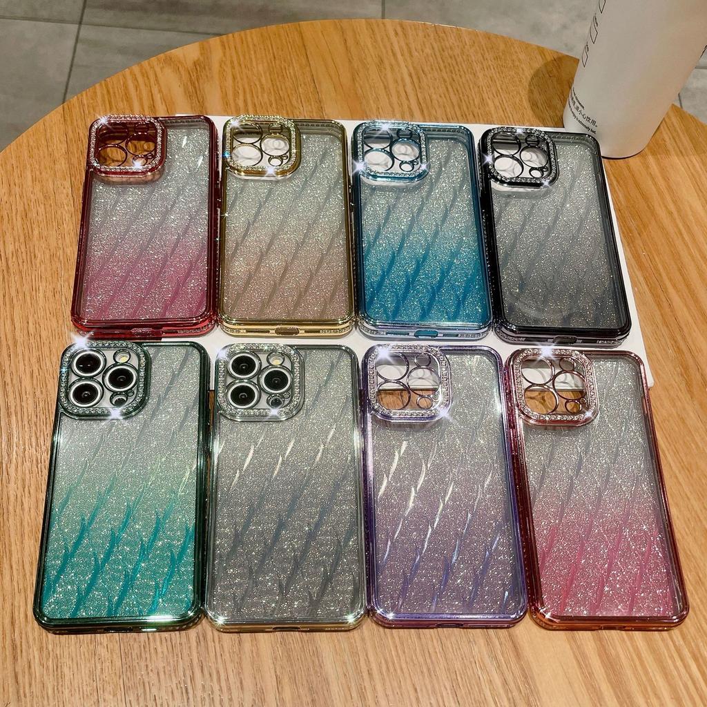 Suitable for Apple 15ProMax Phone Case with Gradient Glitter and IPhone14 Electroplated Anti-drop Case