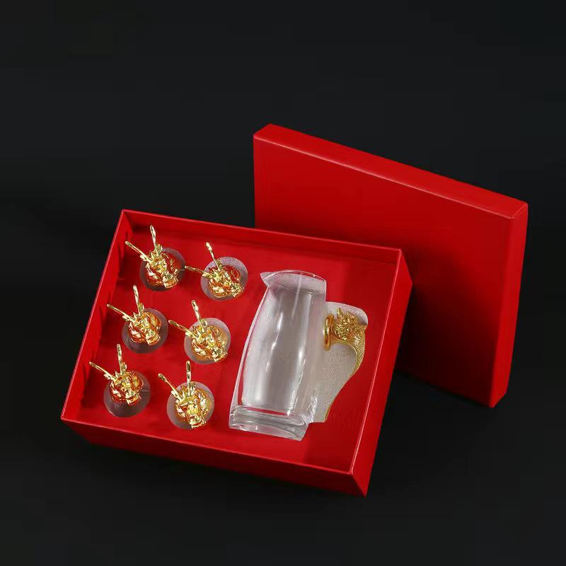 Chinese Zodiac Baijiu Cup Set: Elegant Small Wine Goblets with Gift Box – Ideal for Gifting or Promotional Presents.