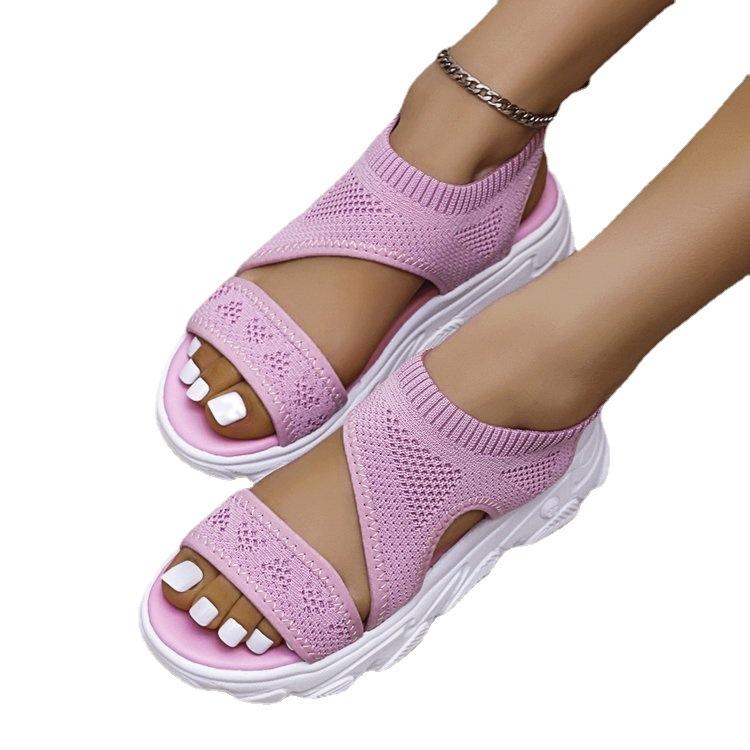 Spring and summer new women's casual sandals knitted sandals platform sandals women's shoes
