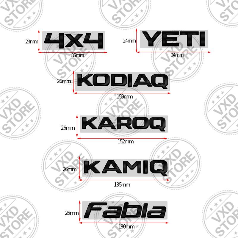 JBIW9 For Skoda Superb Kodiaq Karoq 4X4 Yeti Octavia Rapid Fabia Kamiq Car 3D Metal Letters Badge Decals Sticker Glossy Matte Black