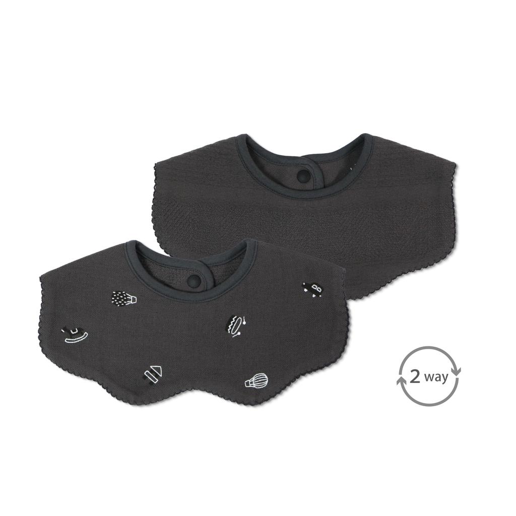 IORI BABY x FORNE Organic Round Bib by Imabari Towel Baby (Charcoal)