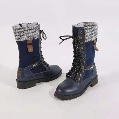 Fashion 2024 New Retro Women Western Boots Punk Lace Up Motorcycle Boots Autumn Winter Boot Zipper Mid Calf Boots Ladies Short Botas