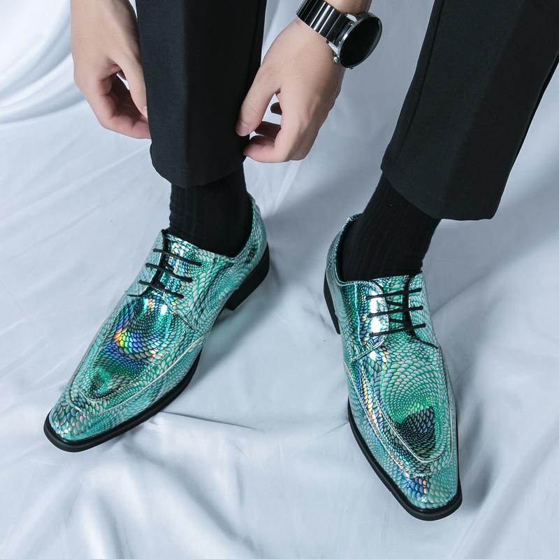 Men Formal Luxury Brand High Quality Point Toe Chelsea Shoes for Men Glitter Leather Party wedding Dress Zapatos De Vestir