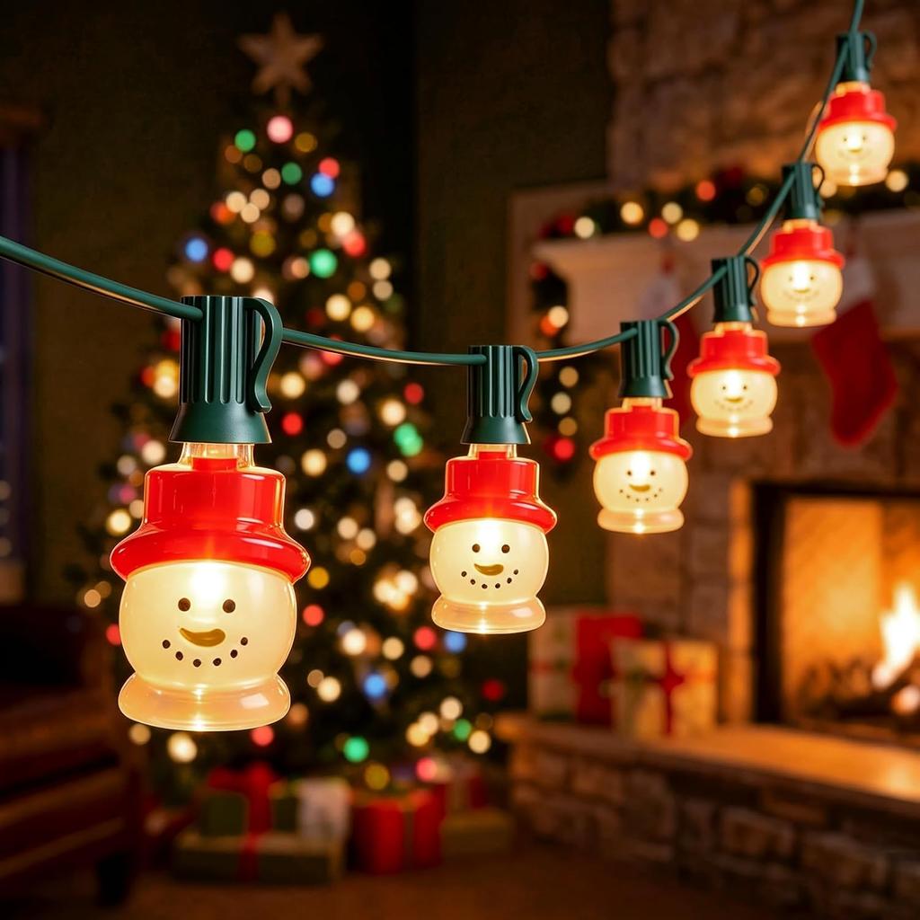 10.5FT Christmas Snowman Lights, 10 Ultra Bright E12 Snowman Lights