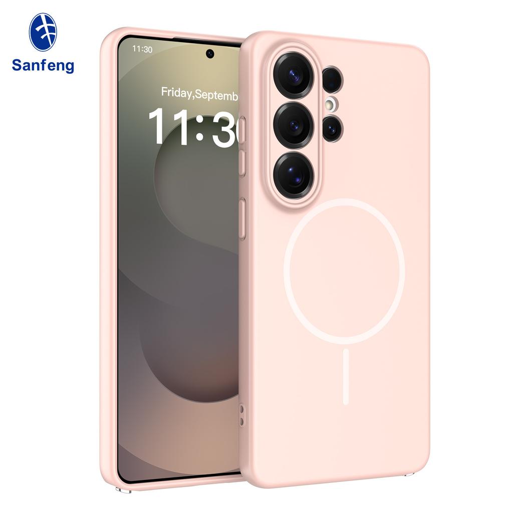 New applicable s26 ultra mobile phone case with magnetic suction thin ring 25edge all-inclusive lens s24 anti-drop protective case