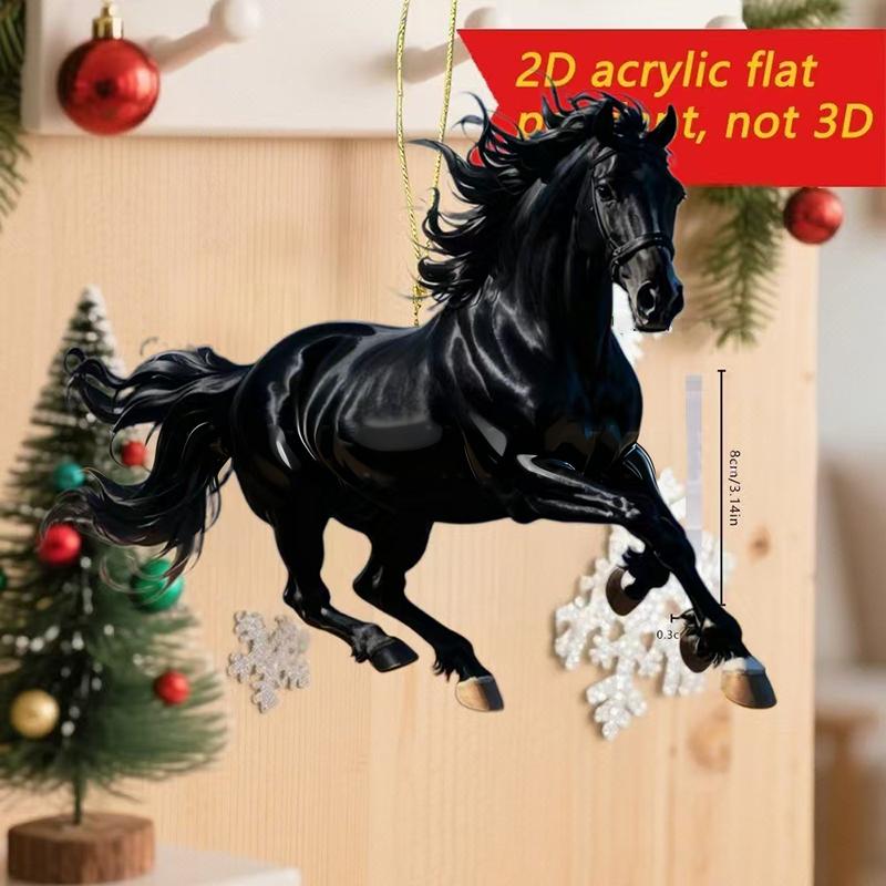 Exquisite White Horse Acrylic Flat Hanging Ornament Home Decoration Backpack