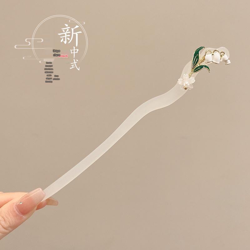

Элегантная заколка для волос в стиле ханьфу с цветком: Кисточка высокого класса для шага тряски для прически «пучок»