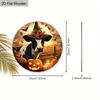 2D Flat 1pc Wooden Halloween Vintage Decorative Sign,Cow with Witch Hat and Pumpkin Pattern Design, Wall Hanging Decor,Ideal Halloween Festive Gift