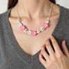 Handmade Ceramic Floral Shell Necklace Intricate Petal Designs Everyday Jewelry Accessory