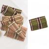 New Korean Style Winter Imitation Cashmere Green Retro Plaid Scarf for Women Japanese Tassel Shawl Warm Scarf