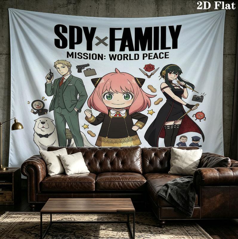 Spy Family Wall Tapestry Aesthetic Wall Hanging Printed Fabric Blanket Decorative Tapestries For Bedroom Living Room Home Decor